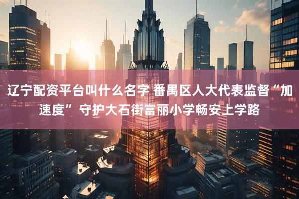 辽宁配资平台叫什么名字 番禺区人大代表监督“加速度” 守护大石街富丽小学畅安上学路